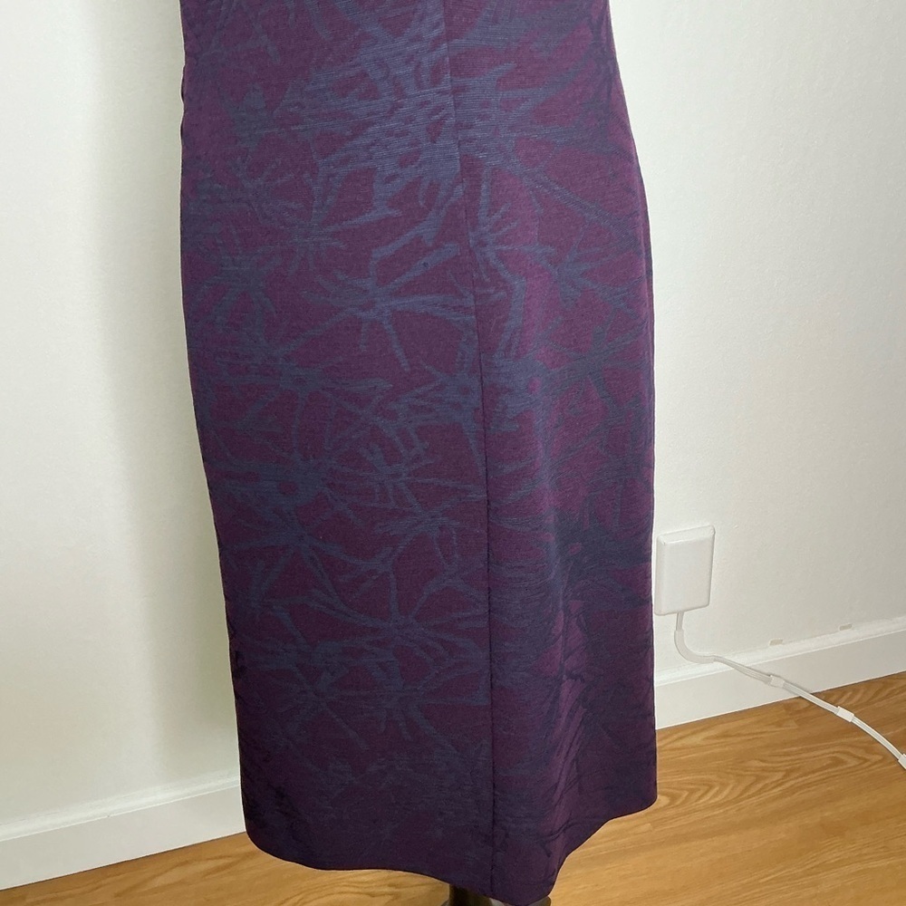 Escada Ruched Jacquard Print Sheath Midi Dress Purple Size 42 - Picture 10 of 16